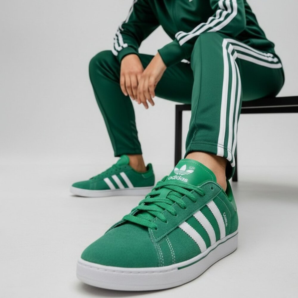 Adidas Unisex Campus Vulc Shoes Green Cloud White JQ0052 PCI 789002 M 12 /W 13